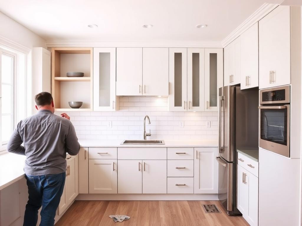 Freshly painted modern kitchen interior